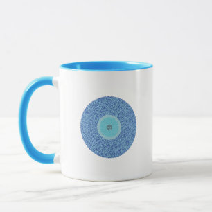 Motivatie Blue Evil Eye in Rough Hearts Pattern Mok