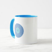 Motivatie Blue Evil Eye in Rough Hearts Pattern Mok (Voorkant links)