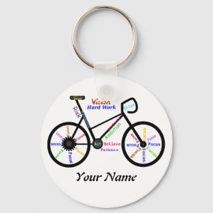 Motivatie bogen, fietsen, fietsen, sportwoorden sleutelhanger