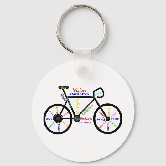 Motivatie bogen, fietsen, fietsen, sportwoorden sleutelhanger (Voorkant)