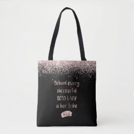 Motivatie Boss Lady Roos Gouden Glitter Girly Tote Bag