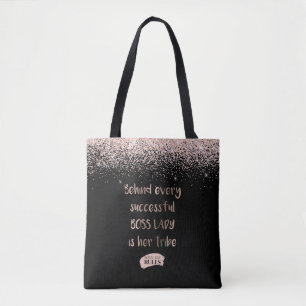 Motivatie Boss Lady Roos Gouden Glitter Girly Tote Bag