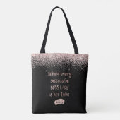 Motivatie Boss Lady Roos Gouden Glitter Girly Tote Bag (Achterkant)