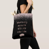 Motivatie Boss Lady Roos Gouden Glitter Girly Tote Bag (Dichtbij)