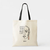 Motivatie BSS Lady Line Art Typografie Tote Bag (Achterkant)