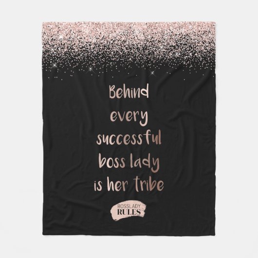 Motivatie BSS Lady Roos Gold Glitter Black Fleece Deken (Voorkant)