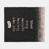 Motivatie BSS Lady Roos Gold Glitter Black Fleece Deken (Voorkant (Horizontaal))