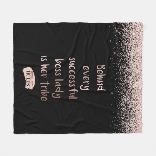 Motivatie BSS Lady Roos Gold Glitter Black Fleece Deken (Voorkant (Horizontaal))