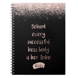 Motivatie BSS Lady Roos Gold Glitter Black Notitieboek