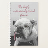 Motivatie buldog zwarte witte roze foto planner (Voorkant)