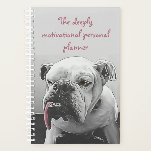 Motivatie buldog zwarte witte roze foto planner (Voorkant)