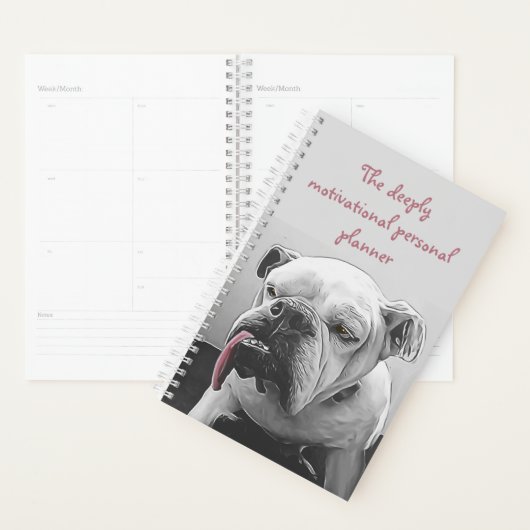 Motivatie buldog zwarte witte roze foto planner (Display)