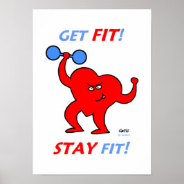 Motivatie Cartoon hartfitness Gym Poster
