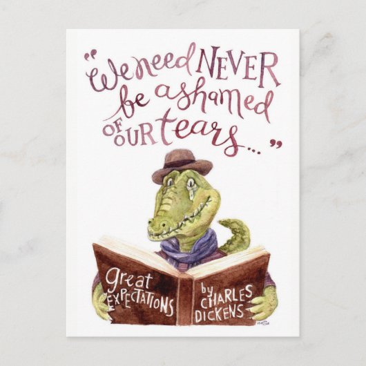 Motivatie Charles Dickens Quote Waterverf Croc Briefkaart (Voorkant)