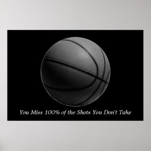 Motivatie citaat Basketball Black & White Poster