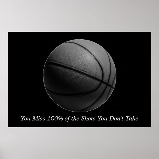 Motivatie citaat Basketball Black & White Poster (Voorkant)