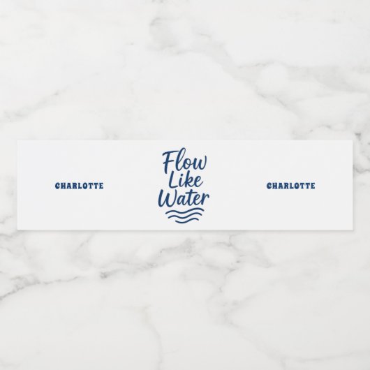 Motivatie citaat blauw stroom als water waterfles etiket (Enkel label)