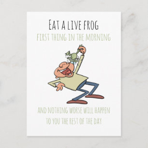 Motivatie Citaat eet een levende kikkervis Cartoon Briefkaart