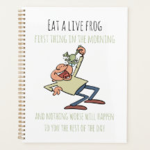Motivatie Citaat eet een levende kikkervis Cartoon