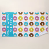 Motivatie citaat kleurrijke donuts strandlaken (Voorkant)