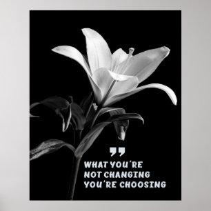 Motivatie citaat met witte leliebloem poster