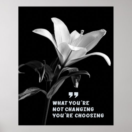 Motivatie citaat met witte leliebloem poster (Voorkant)