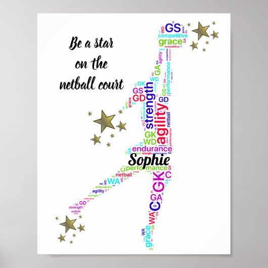 Motivatie Citaat Netball Star-Poster Poster (Voorkant)