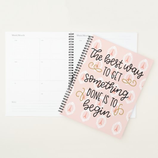 Motivatie citaat op roze Eiffeltoren achtergrond Planner (Display)