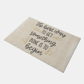 Motivatie citaat over rustieke burlap deurmat (Schuin)