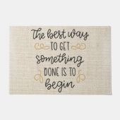 Motivatie citaat over rustieke burlap deurmat (Voorkant)
