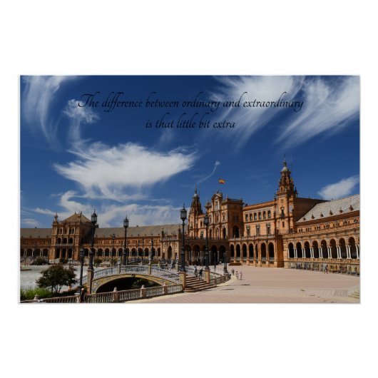 Motivatie citaat- Plaza de Espana, Sevilla Perfect Poster (Voorkant)