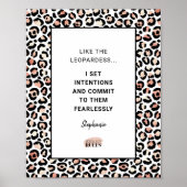Motivatie Citaat Roos Gold Leopard Pattern Poster (Voorkant)