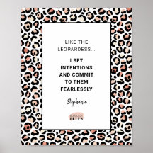 Motivatie Citaat Roos Gold Leopard Pattern