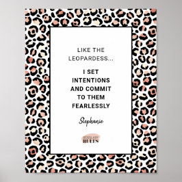 Motivatie Citaat Roos Gold Leopard Pattern Poster
