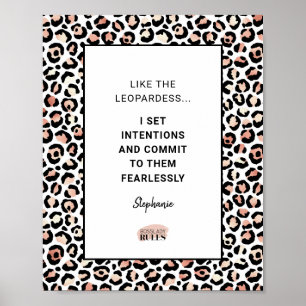 Motivatie Citaat Roos Gold Leopard Pattern Poster