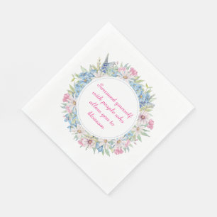 Motivatie Citaat Roze White Blue Floral Wreate Servet