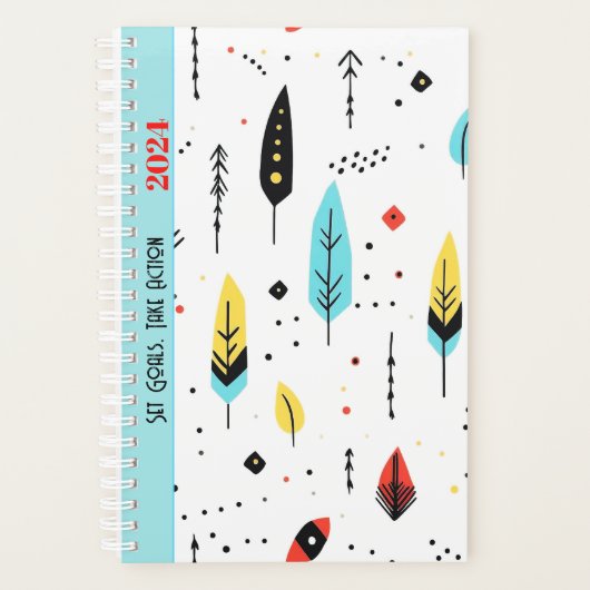 MOTIVATIE CITAAT SCHATTIGE WIT KLEURENBOHO PATROON PLANNER (Voorkant)