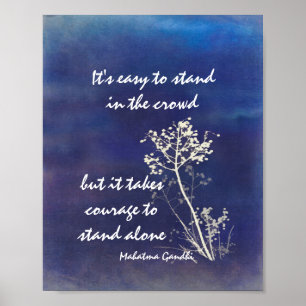 motivatie citaat van Gandhi op blauw en wit Poster