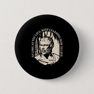 Motivatie citaat van Seneca over leven en leren Ronde Button 5,7 Cm