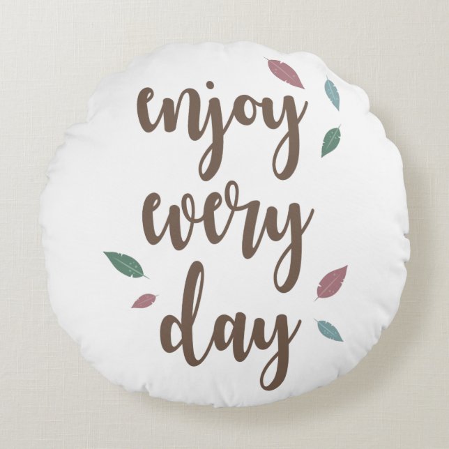 Motivatie citaat veer kalligrafietekst rond kussen (Voorkant)