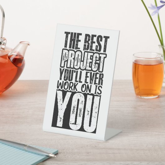 Motivatie Citaat: verbeter en hou van jezelf Reclamebord Met Voetstuk (Insitu)