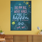 Motivatie Citaat, werk hard dromen Big Canvas Afdruk (Insitu (Woonkamer))