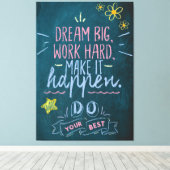 Motivatie Citaat, werk hard dromen Big Canvas Afdruk (Insitu (Houten vloer))