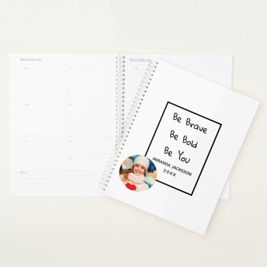 Motivatie citaat witte foto 2023 planner (Display)