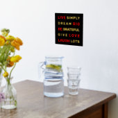 Motivatie citaat zwart en rood goud folie afdrukken (Laag (Keuken))