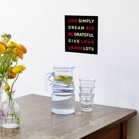 Motivatie citaat zwart en rood goud folie afdrukken (Laag (Keuken))