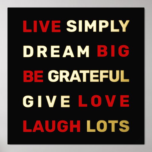 Motivatie citaat zwart en rood goud folie afdrukken (Voorkant)