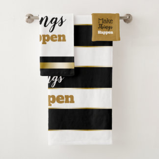 Motivatie Citaat zwart-wit Gold Striped Bad Handdoek