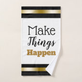 Motivatie Citaat zwart-wit Gold Striped Bad Handdoek (Handdoek)