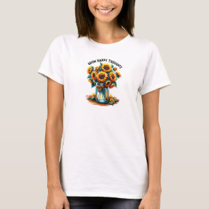 Motivatie citaten groeien vrolijke gedachten bloei t-shirt